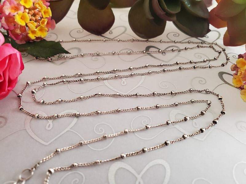 Sterling Silver Ball & Chain Beaded Necklace 35 - 37" - Shop Thrifty Treasures
