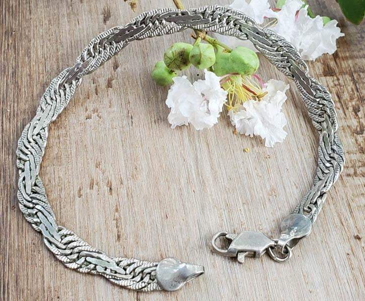 Vintage Sterling Silver Wrap-around Braided Bracelet - Shop Thrifty Treasures
