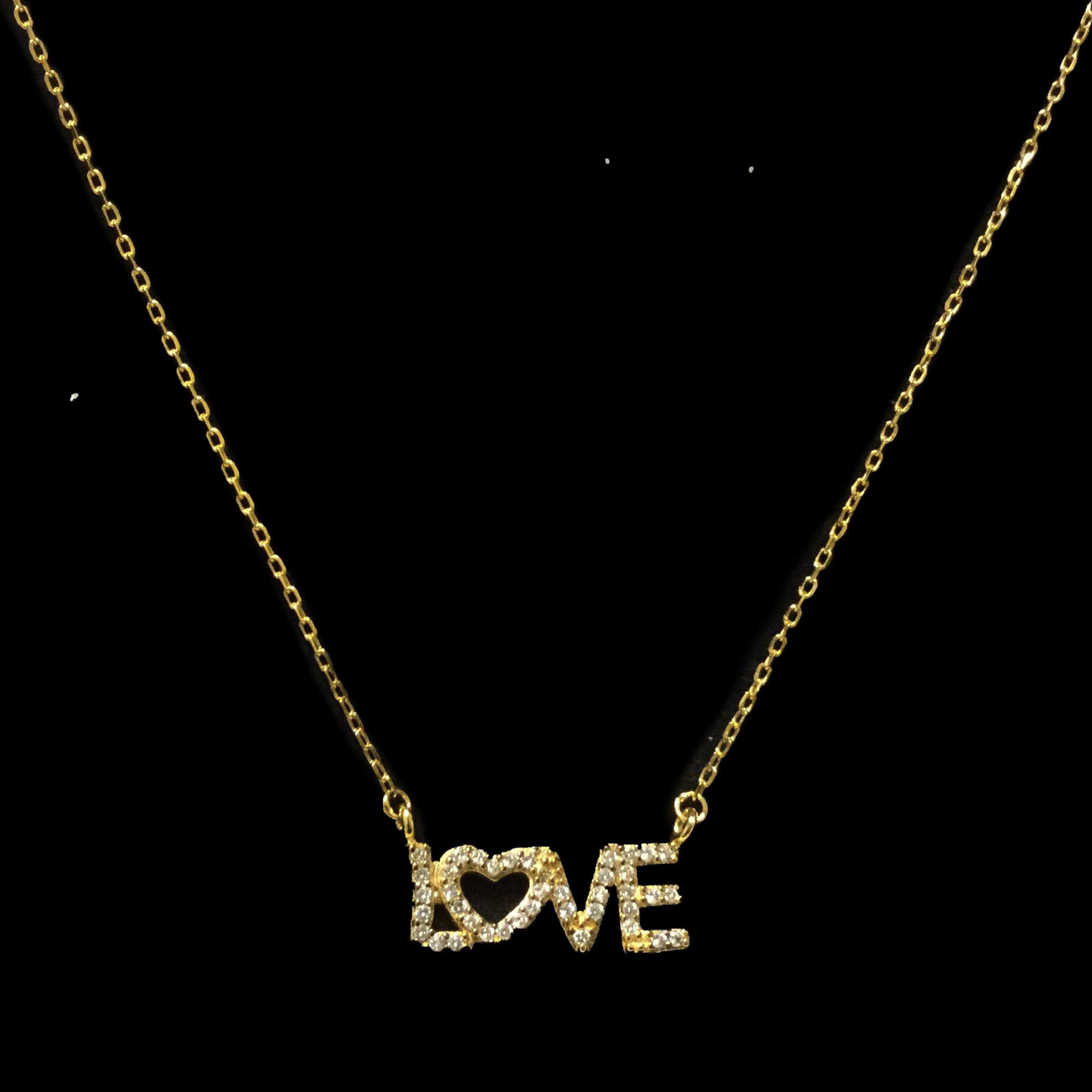 Sterling Silver Gold Plated LOVE Necklace - Shop Thrifty Treasures