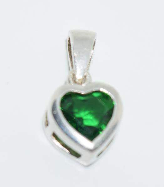 Mexico Sterling Silver Blue Rhinestone & Green Heart CZ Pendants - Shop Thrifty Treasures