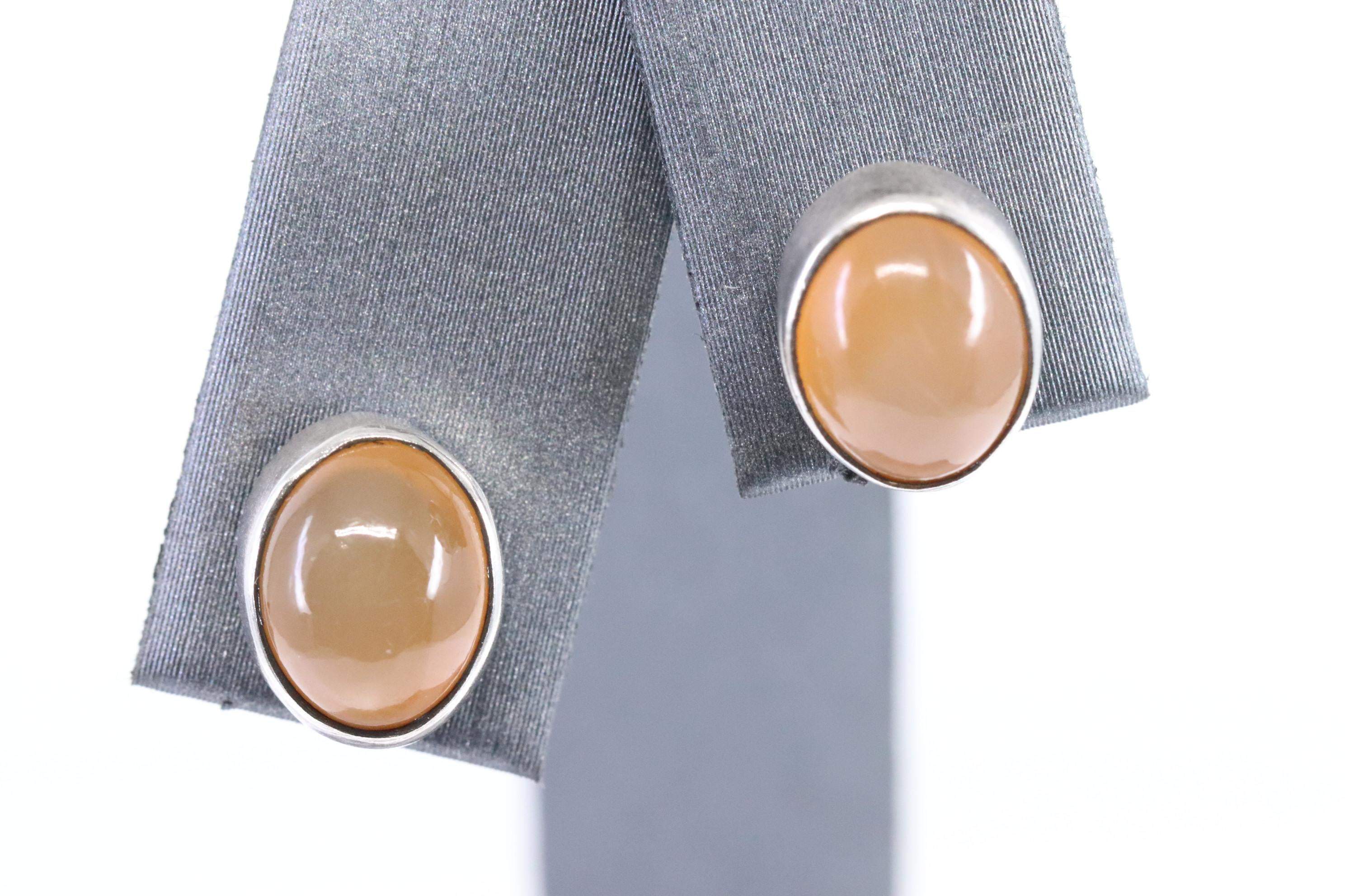 Sterling Silver Peach Moonstone Earrings - Shop Thrifty Treasures