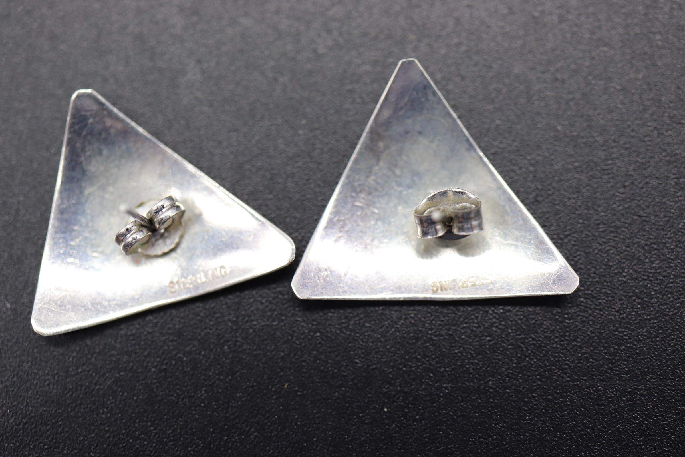 Sterling Silver Triangular Vintage Earrings - Shop Thrifty Treasures