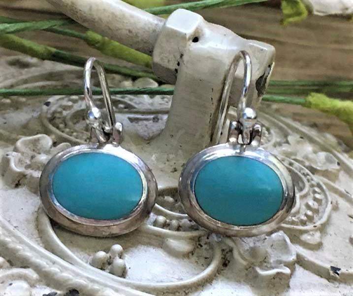 Sterling Silver Blue Turquoise Dangle Earrings - Shop Thrifty Treasures