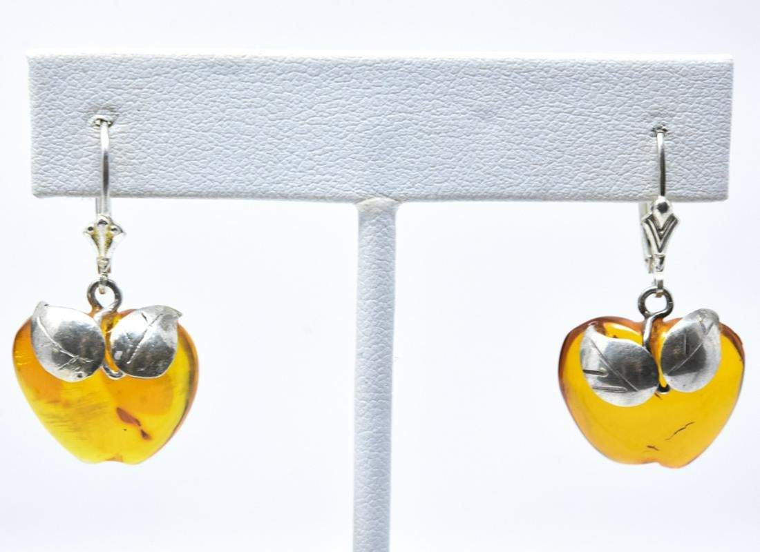 Vintage Sterling Silver & Amber Earrings & Ring - Shop Thrifty Treasures