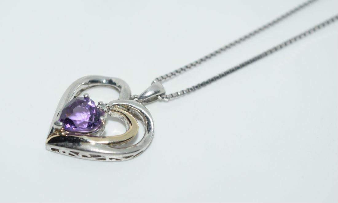 Sterling Amethyst & Diamond Heart 18" Necklace - Shop Thrifty Treasures
