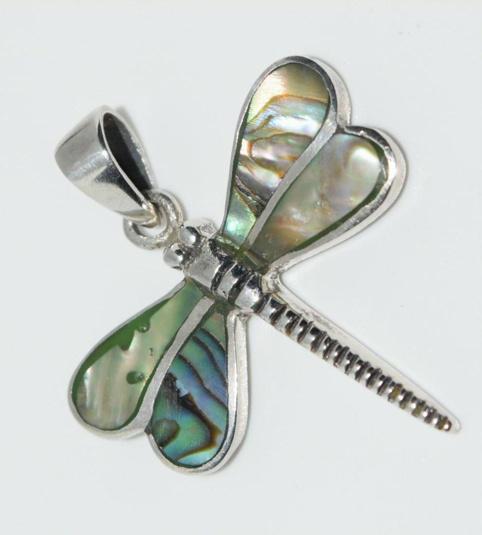 Sterling Silver & Abalone Dragonfly Pendant