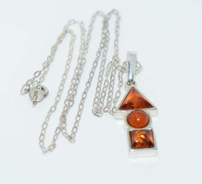 Sterling Silver Amber 3 Shapes Drop 18" Necklace - Shop Thrifty Treasures