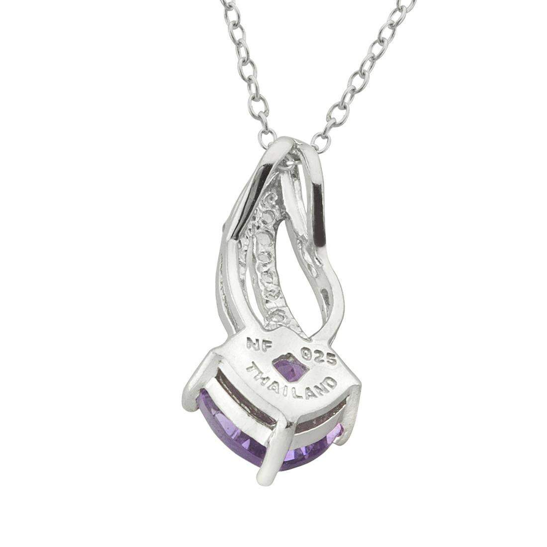 Sterling Silver Amethyst & White Topaz Swirl Pendant Necklace - Shop Thrifty Treasures
