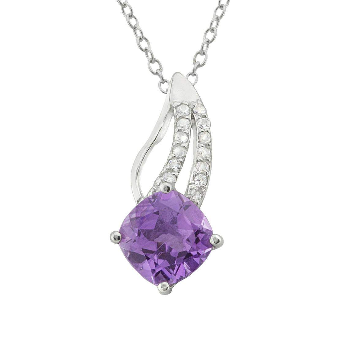 Sterling Silver Amethyst & White Topaz Swirl Pendant Necklace - Shop Thrifty Treasures