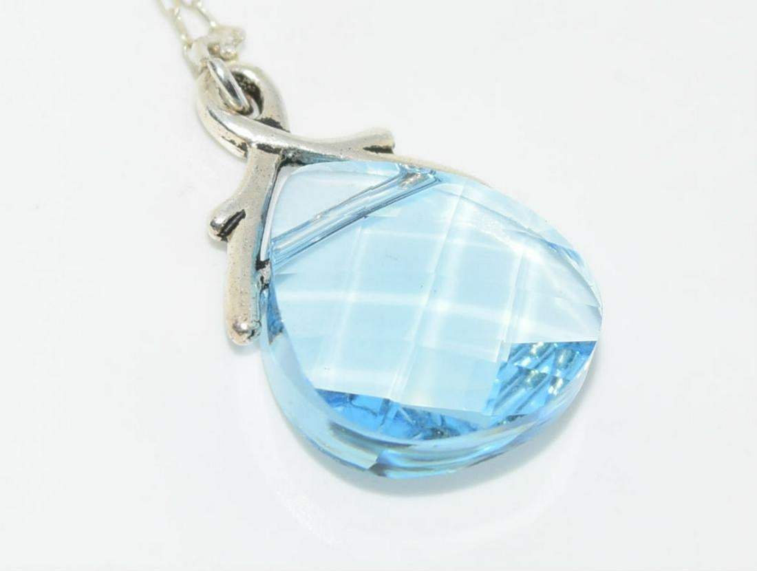 Sterling Silver Blue Checkerboard Teardrop Necklace - Shop Thrifty Treasures