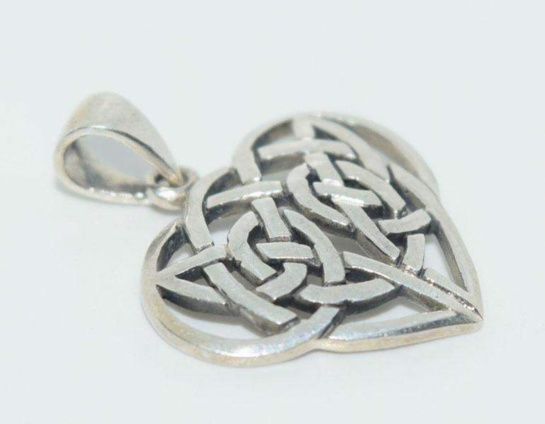 Sterling Silver Celtic Heart Knot Pendant - Shop Thrifty Treasures