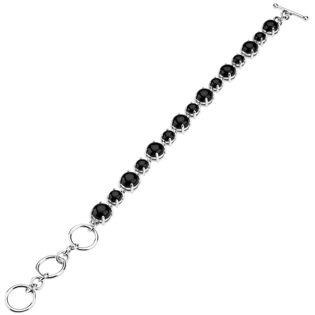 Sterling Silver Colorado Black Moon Jade Bracelet & Black Agate Cluster Drop Earrings - Shop Thrifty Treasures