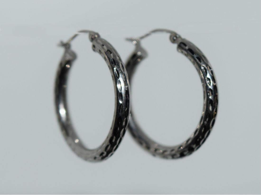 Sterling Silver Diamond Cut Hollow Hoop Earrings - Shop Thrifty Treasures