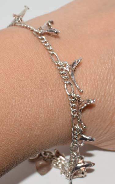 Sterling Silver Dolphin Charm Bracelet - Shop Thrifty Treasures