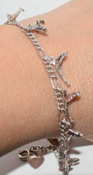 Sterling Silver Dolphin Charm Bracelet - Shop Thrifty Treasures