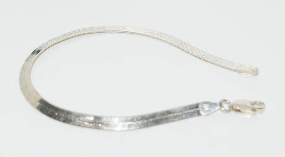 Sterling Silver Etched Herringbone Bracelet - Shop Thrifty Treasures