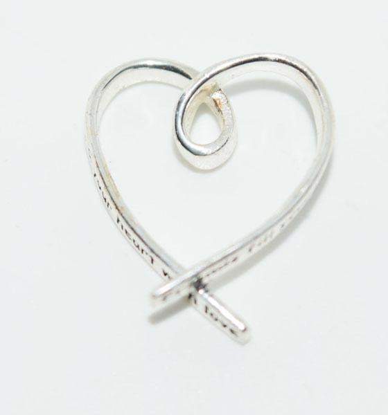Sterling Silver Engraved Friends Heart Ribbon Pendant - Shop Thrifty Treasures