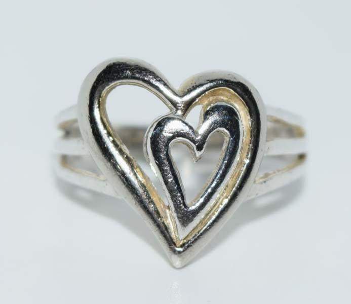 Sterling Silver Double Heart Ring Size 6.5 - Shop Thrifty Treasures