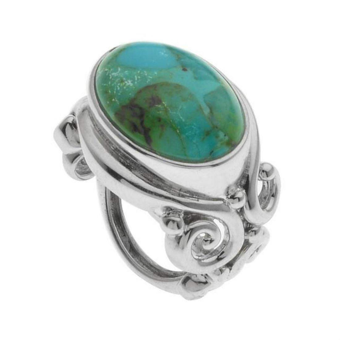 Sterling Silver Oval Turquoise East-West Ring-Size 6 - Shop Thrifty Treasures