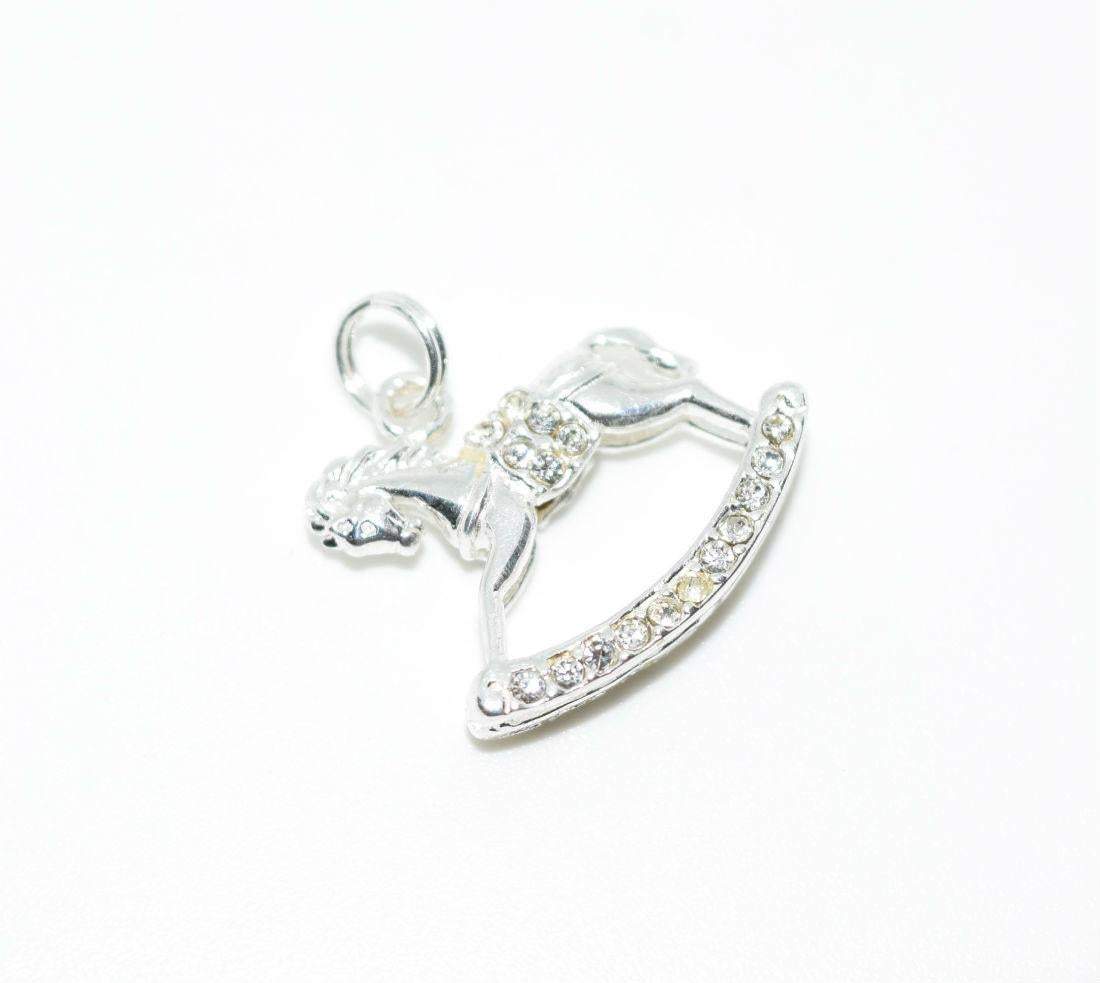 925 Sterling Silver Rhinestone Horse Charm or Pendant - Shop Thrifty Treasures