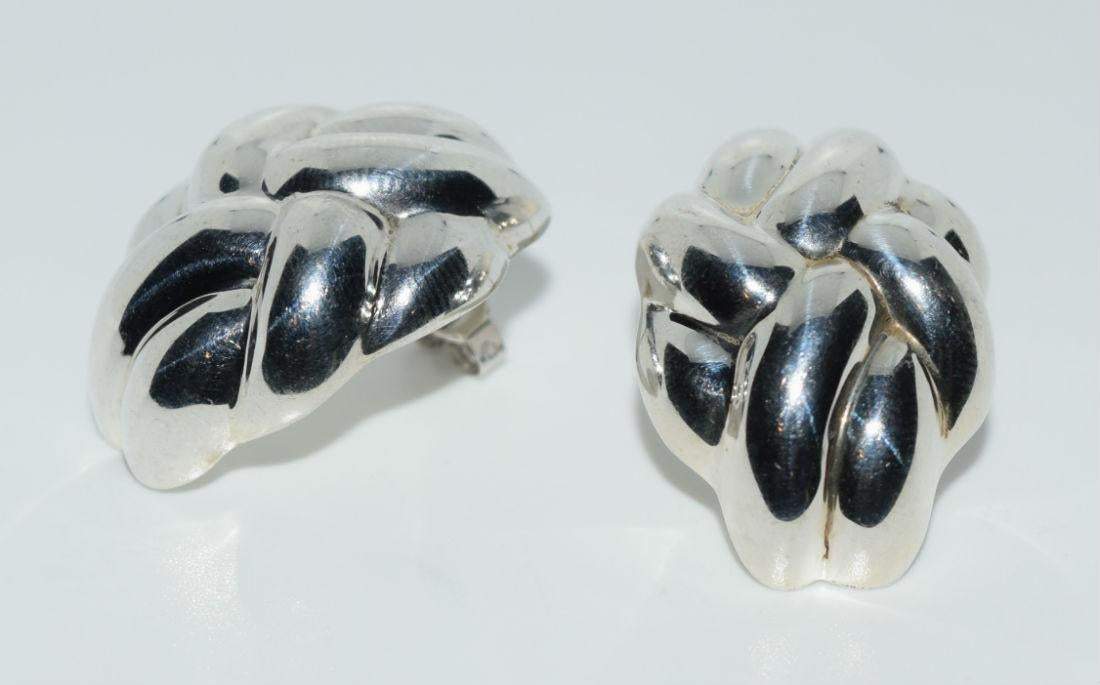 Thai Vintage Puff Knot Design Sterling Silver Earrings - Shop Thrifty Treasures