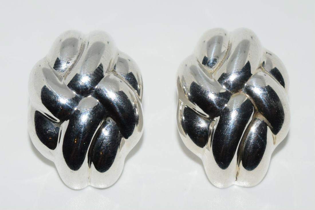 Thai Vintage Puff Knot Design Sterling Silver Earrings - Shop Thrifty Treasures