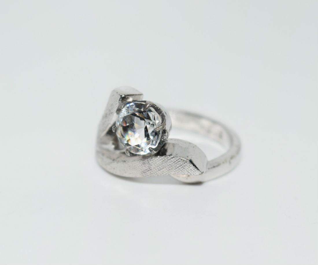 Vintage Sterling Silver Modern Design Cubic Zirconia Ring Size 5 - Shop Thrifty Treasures