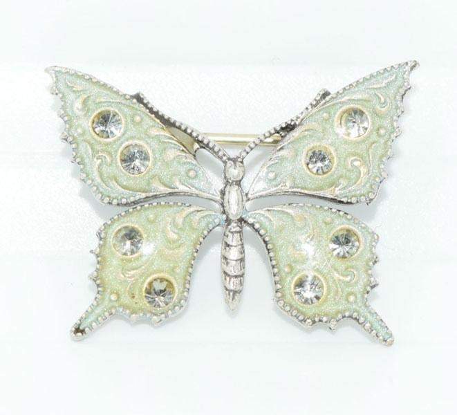 Vintage Fashion Butterfly Green Enamel Brooch Pin - Shop Thrifty Treasures