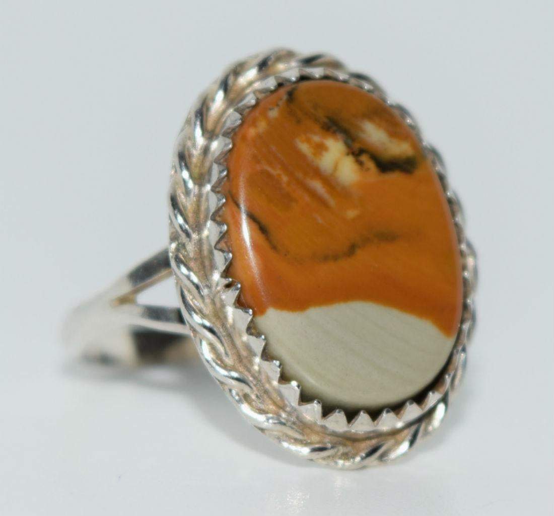 Vintage Sterling Silver Natural Stone Ring Size 5.5 - Shop Thrifty Treasures