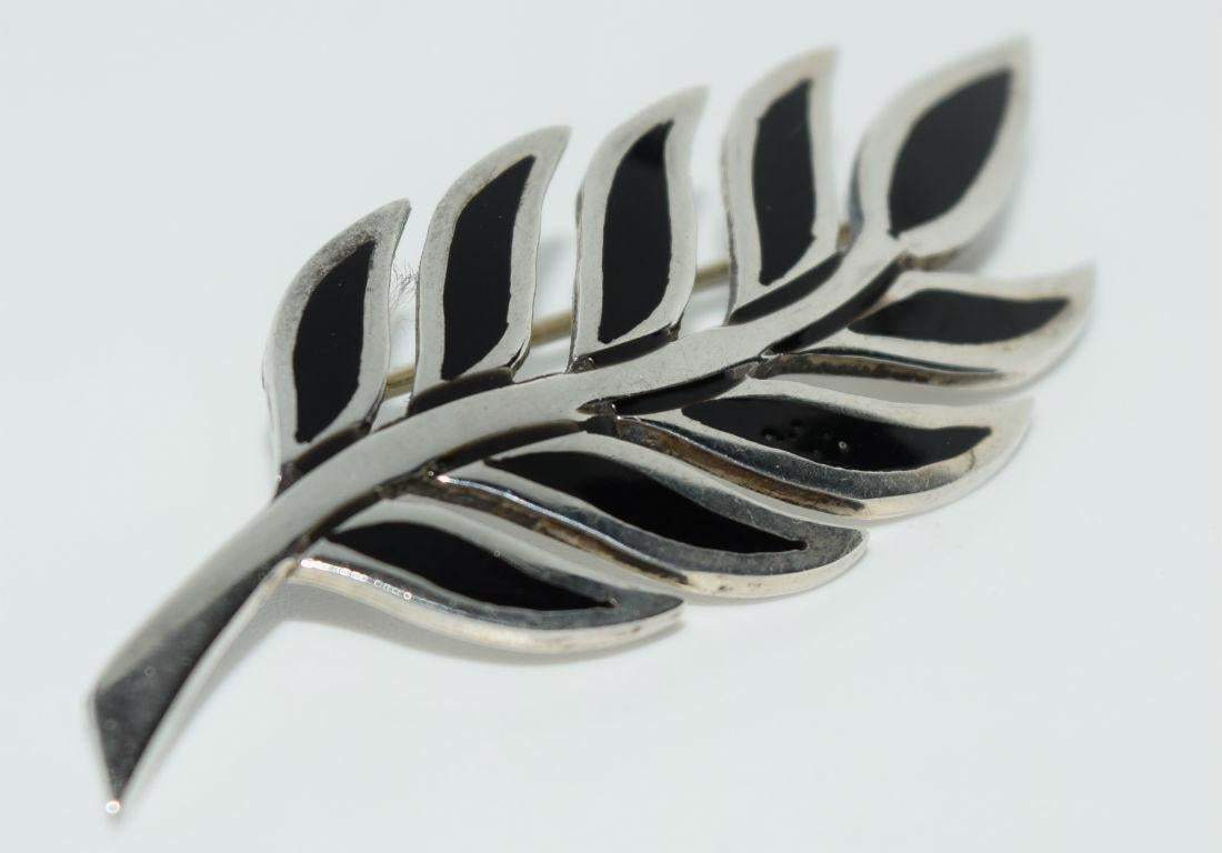 Vintage Taxco Mexico Sterling Silver Leaf Brooch Pin - Shop Thrifty Treasures