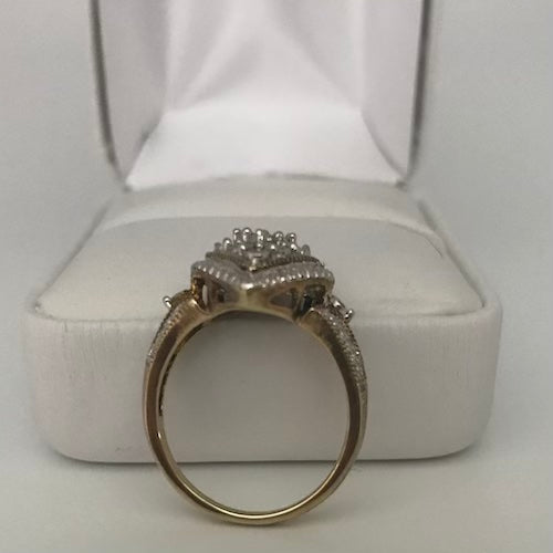 Elegant 18k Gold Filled Multi Diamond Heart Cluster Ring
