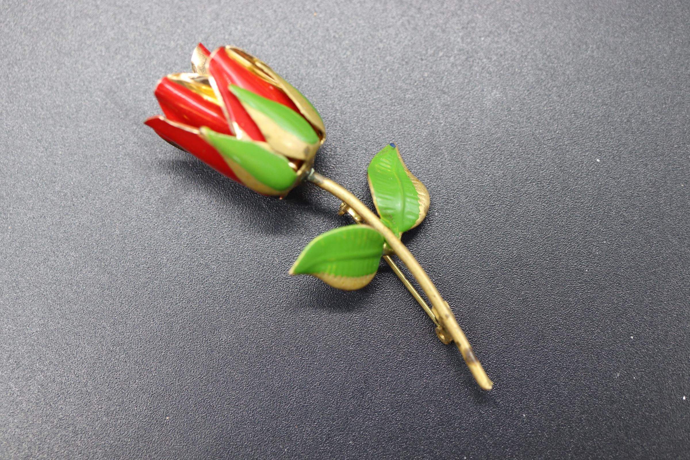 Signed Vintage Austria Hand Painted Rose Pin Brooch - Shop Thrifty Treasures